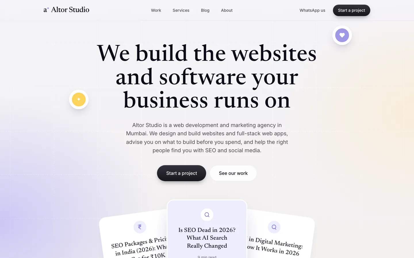 The Altor Studio website